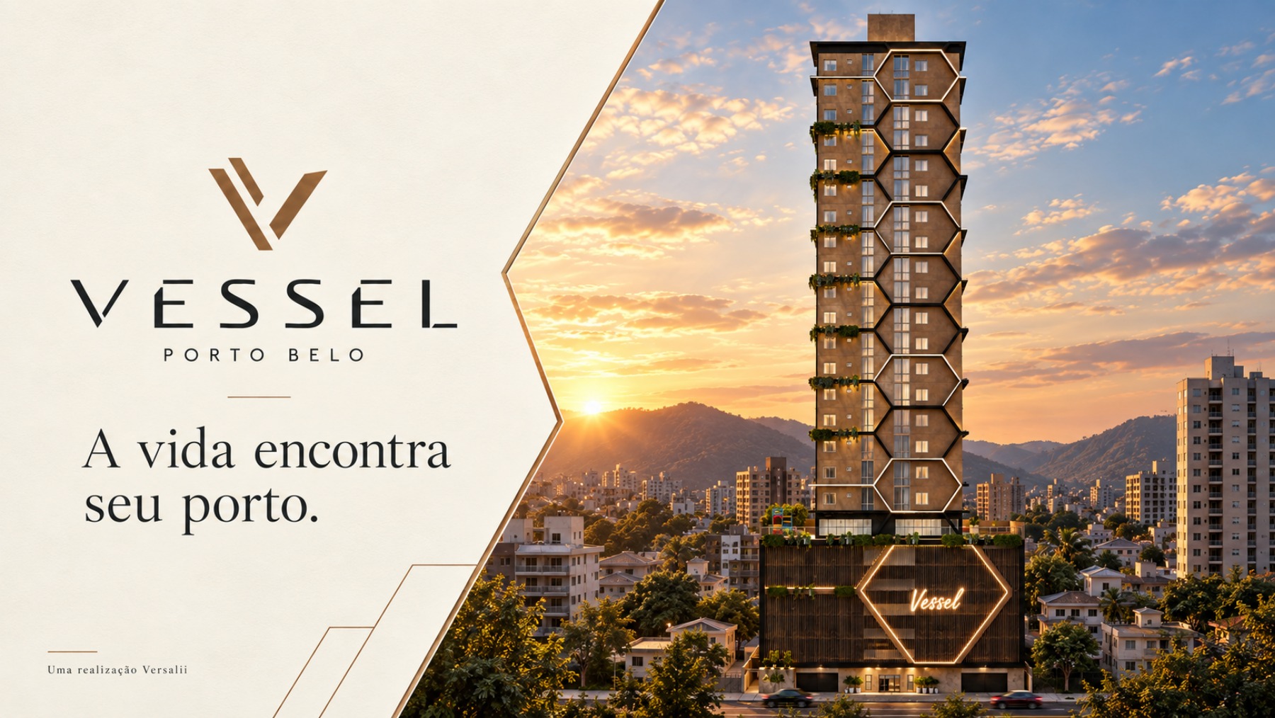 Capa do book Vessel com fachada do empreendimento